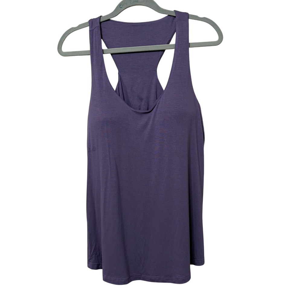 Soma Purple Racerback Tank Top with Built-in Shelf Bra Size Medium Pleated Back